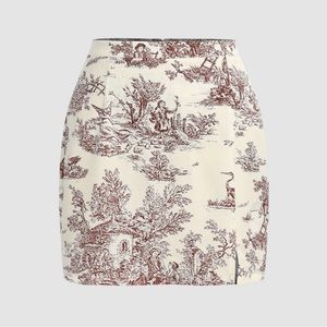 Toile de Jouy Mini Skirt, Brown